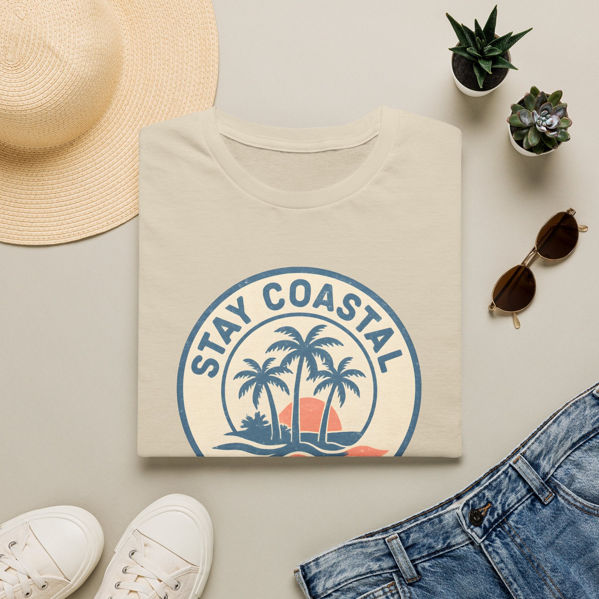 Stay Coastal T-Shirt — Vintage Palm Beach Sunset Tee