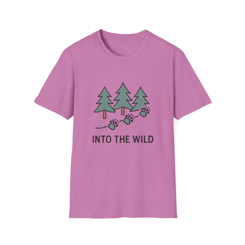 Into the Wild T-Shirt — Pine Trees & Paw Prints Outdoors Tee