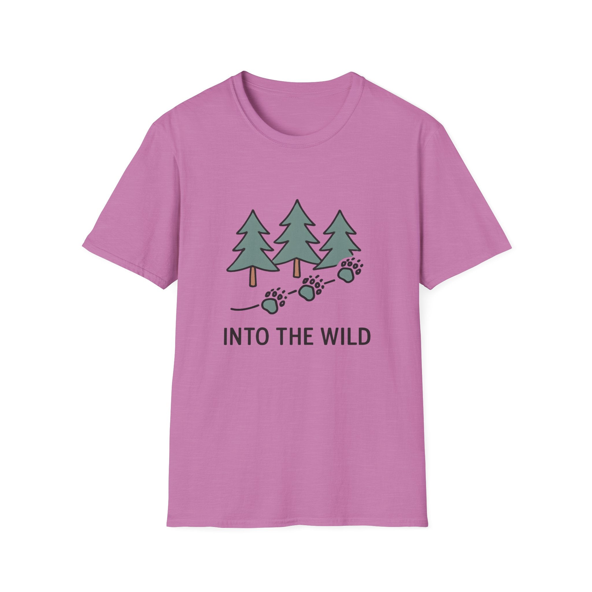 Into the Wild T-Shirt — Pine Trees & Paw Prints Outdoors Tee