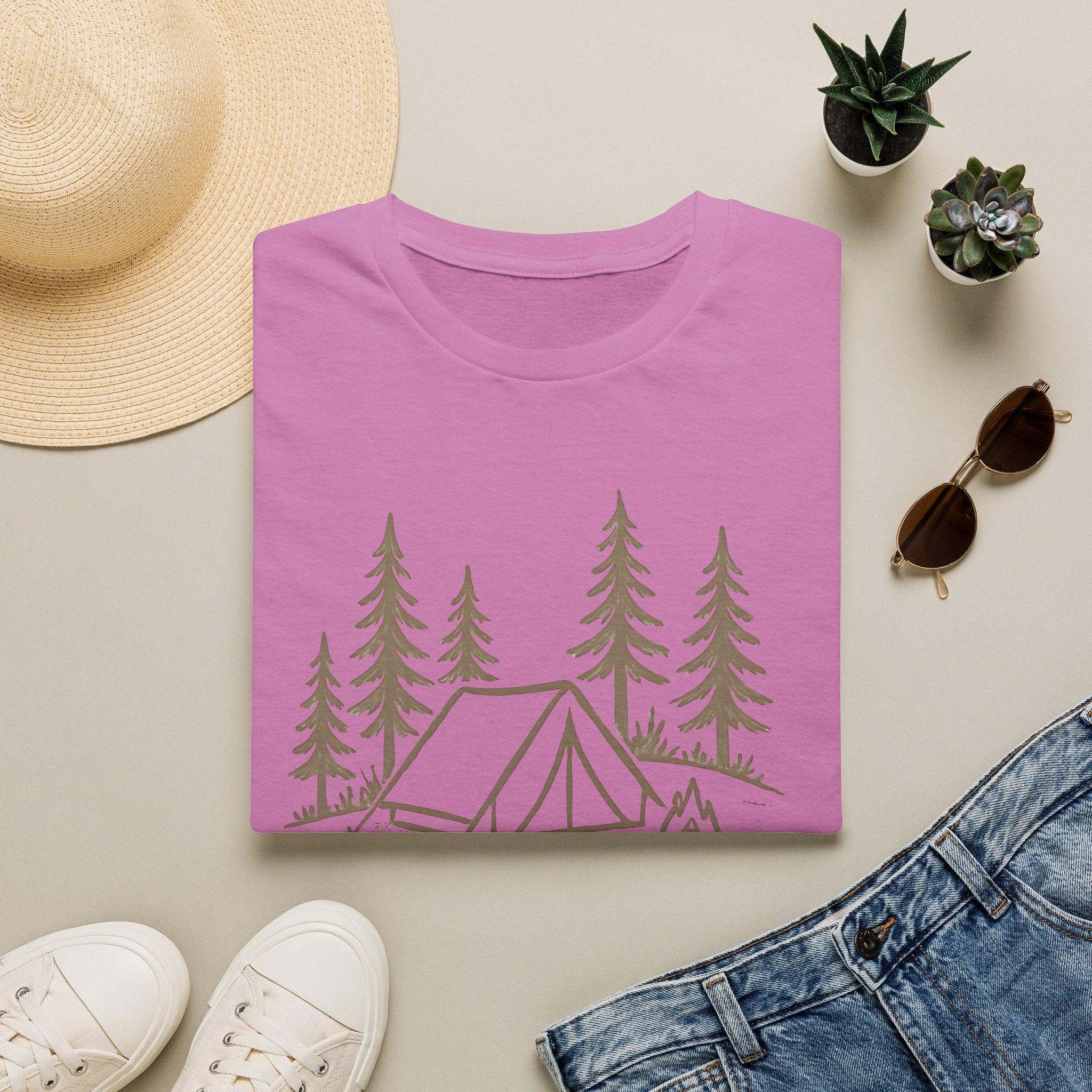 Camping Tent Graphic T-Shirt — Minimal Forest Campsite Tee