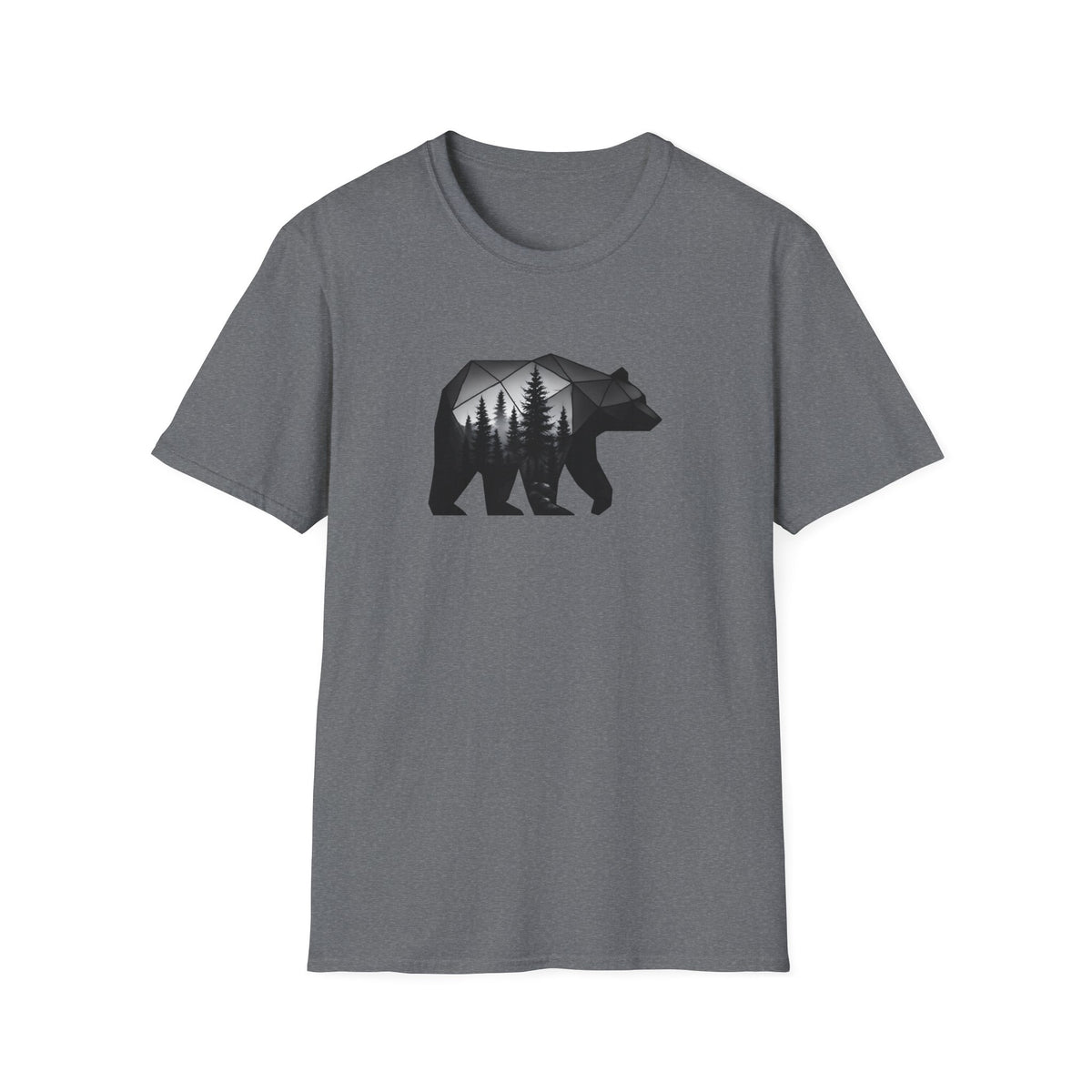 Bear Silhouette T-Shirt — Geometric Forest Graphic Tee