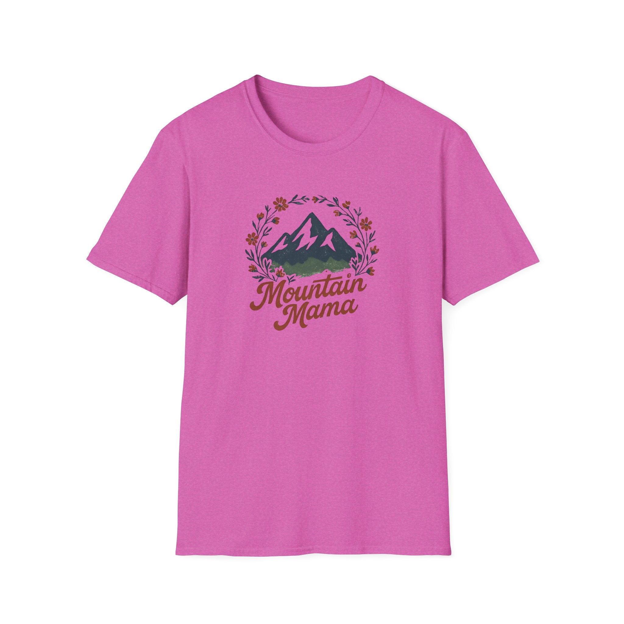 Mountain Mama T-Shirt — Floral Mountain Graphic Tee for Outdoor Moms
