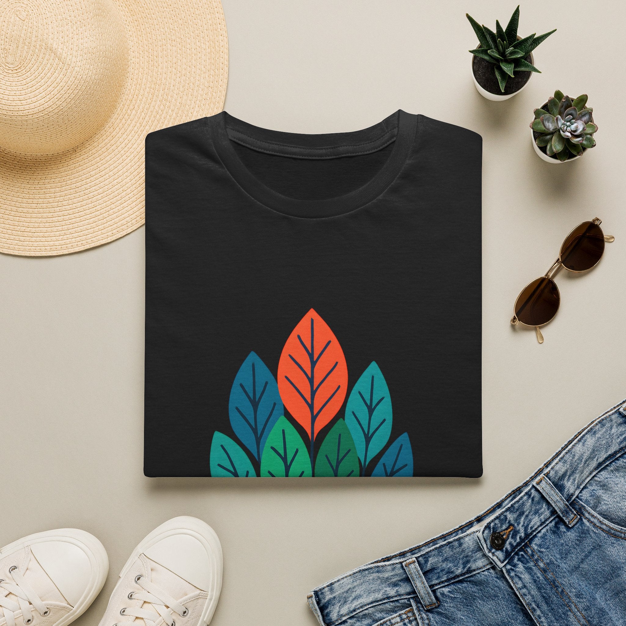 T-Shirt — Minimalist Colorful Leaf Forest Graphic