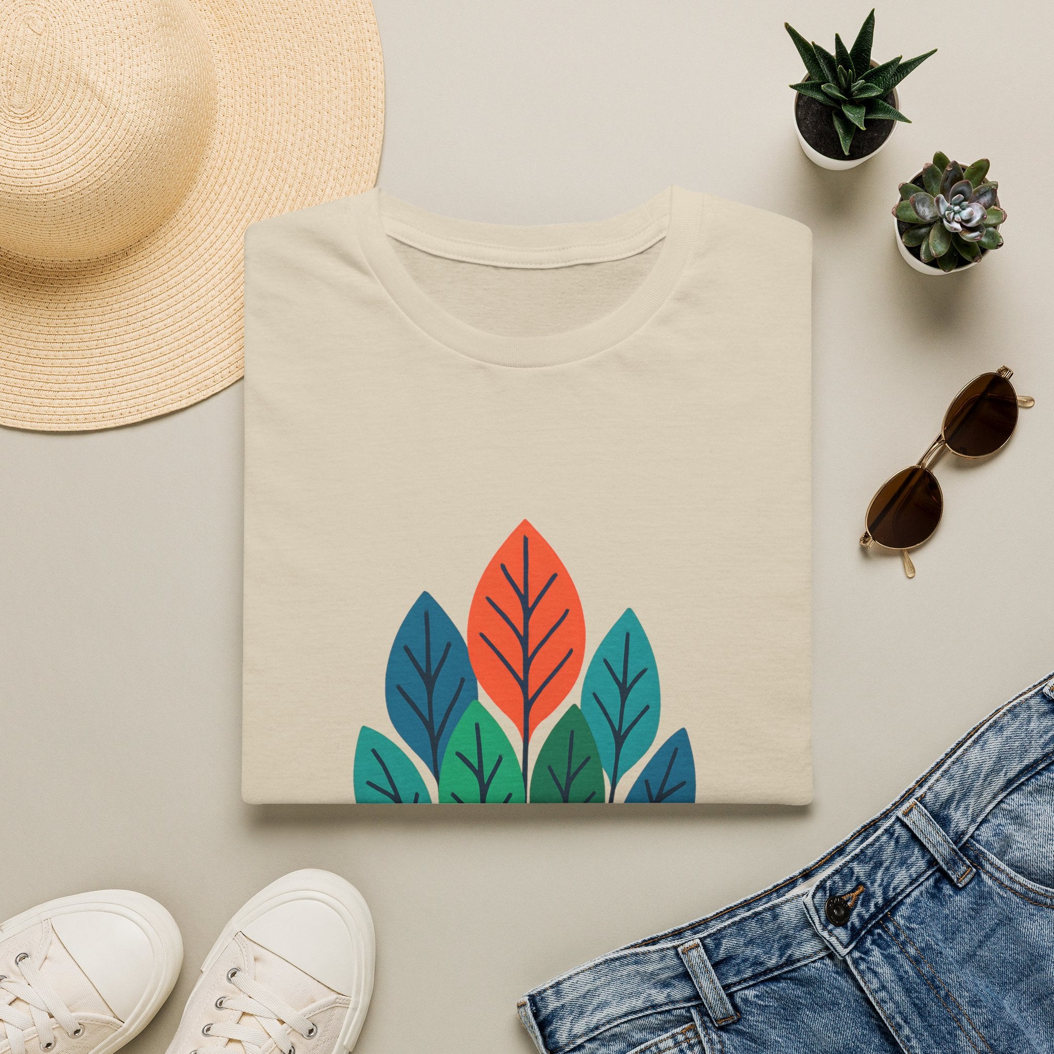 T-Shirt — Minimalist Colorful Leaf Forest Graphic
